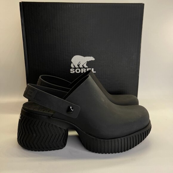 Sorel Ona Streetworks Black Clog Heel Size 11 Slip-On Rubber Comfort Shoe - Picture 1 of 16